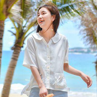Short-sleeve Lace-up Back Shirt