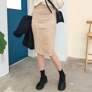 Faux-suede Midi Pencil Skirt
