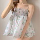 Floral Camisole Top Camisole Top - Floral - Pink & Green - One Size