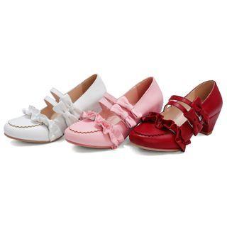 Kitten Heel Bow Mary Jane Pumps