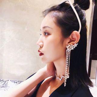 Rhinestone Drop Statement Earring 1 Pair - As Shown In Figure - One Size