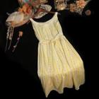 Spaghetti Strap Lace Trim Floral Print A-line Dress