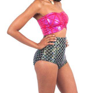 High-waist Patterned Swim Shorts