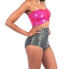 High-waist Patterned Swim Shorts