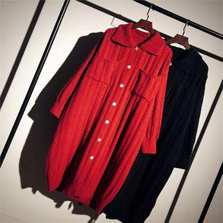 Twist Knit Button Sweater Dress