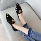 Faux Suede Studded Pointed Loafers