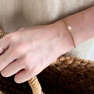 Faux-pearl Bead Bracelet Khaki - One Size