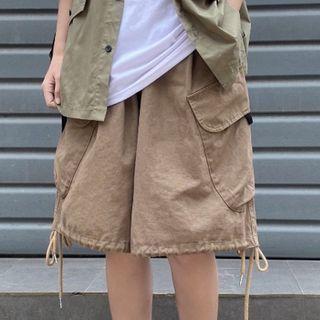 Drawstring-hem Big-pocket Shorts