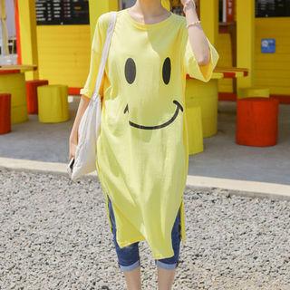 Smile Slit-side T-shirt Dress