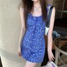 Sleeveless Single-breasted Floral Dress As Show In Figure - One Size