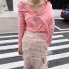 Long-sleeve Shirt / Ruffled Midi Skirt