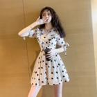 Heart Print Short-sleeve Mini A-line Dress