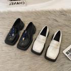 Square-toe Platform Chunky Heel Loafers