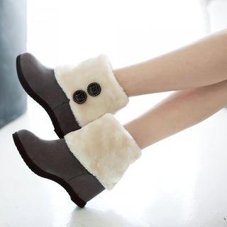 Hidden Wedge Fleece-lined Short Boots