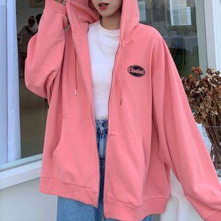 Long-sleeve Lettering  Zip-up Hoodie