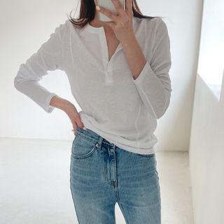 Round-neck Pintuck Henley