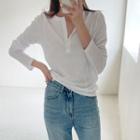 Round-neck Pintuck Henley