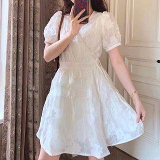 Short-sleeve V-neck A-line Dress (various Designs)