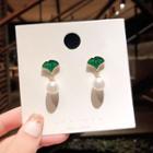 Leaf Faux Pearl Dangle Earring 1 Pair - E1609 - Gold - One Size