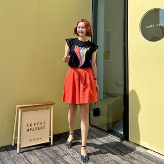 Rainbow Print Sleeveless Top