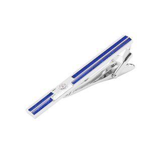 Fashion Simple Blue Geometric Tie Clip With Cubic Zirconia Silver - One Size