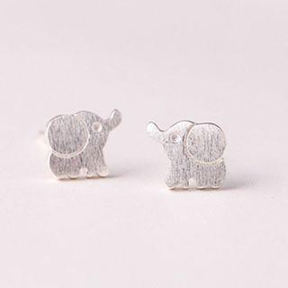 925 Sterling Silver Elephant Stud Earring Silver - One Size