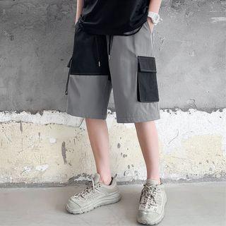 Two-tone Wide Leg Cargo Shorts