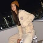 Embroidered Towelling Zip-up Jacket