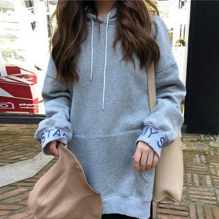 Lettering Cuff Hoodie