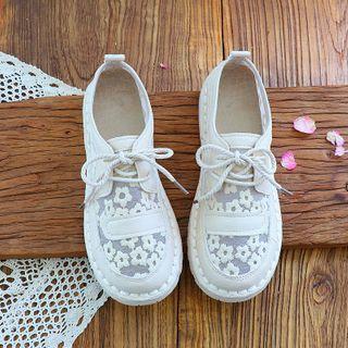 Floral Embroidered Lace Panel Sneakers