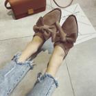 Faux Suede Bow Accent Dorsay Flats