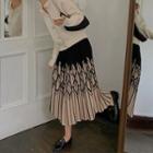 Argyle Pleated Midi Skirt