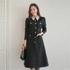 Lace-collar Button-trim Dress