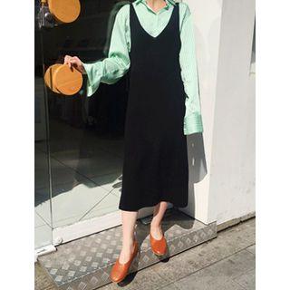 Wool-blend V-neck Sleeveless Dress