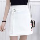 Set: Embroidered Short Sleeve T-shirt + A-line Skirt