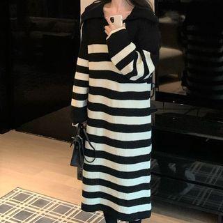 Two-tone Striped Midi Sweater Dress