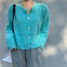 Plain Cardigan / Long-sleeve V-neck Knit Top / Sweatpants