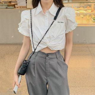 Short-sleeve Lettering Shirt / Dress Pants