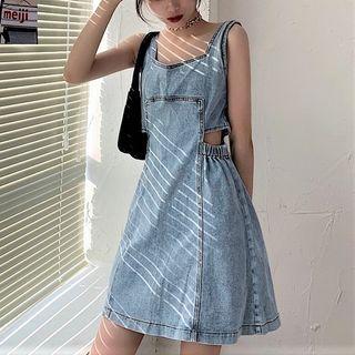 Sleeveless Cut-out Denim Mini A-line Dress