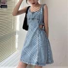 Sleeveless Cut-out Denim Mini A-line Dress