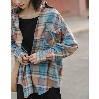 Plaid Shirt / Strappy Midi A-line Dress
