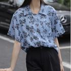 Short-sleeve Flower Pattern Shirt