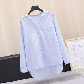 Split-neck Pocketed Shirt