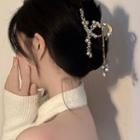 Faux Pearl Alloy Hair Clamp Silver - One Size