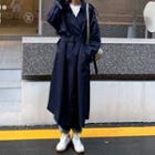 Double Breasted Long Trench Coat Blue - One Size