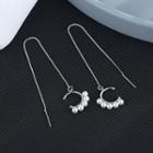 Beaded Ear Cuff Earring 1 Pair - White - One Size