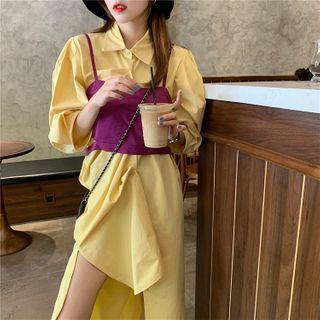 Long-sleeve Asymmetric Loose Fit Shirt Dress