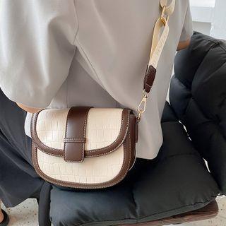 Croc Grain Two-tone Faux Leather Crossbody Bag