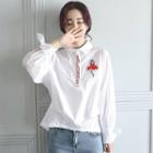 Embroidery Bow-accent Shirt