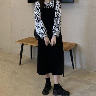 Zebra Print Shirt / Corduroy Jumper Dress